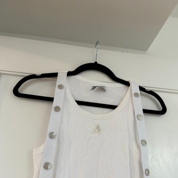 The Attico Tank Top Ribbed Knit 100% Cotton Metal Button Detail Racer Back Sz 40 - Picture 6 of 8
